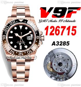 V9F GMT Root Beer A3285 Automatische heren Watch V4 126715 40 ROSE GOUD COLA CERAMISCHE BLACK DIAL 904L OYSTERSTEEL BRACELPE SUPER EDITION SUPER -KAART PURETIME E5