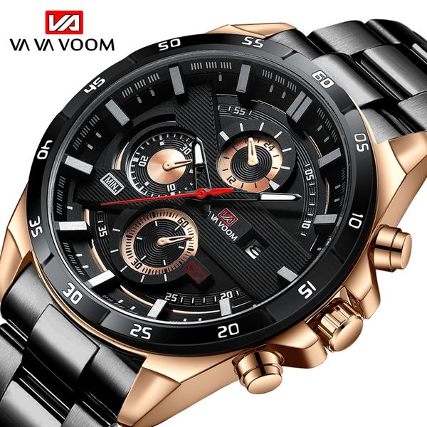 VA VOOM Marca Coche de Carreras Hombres Relojes de Lujo Deporte Reloj Hombre Casual Relogio Militar Relojes de Acero Inoxidable Dropshipping