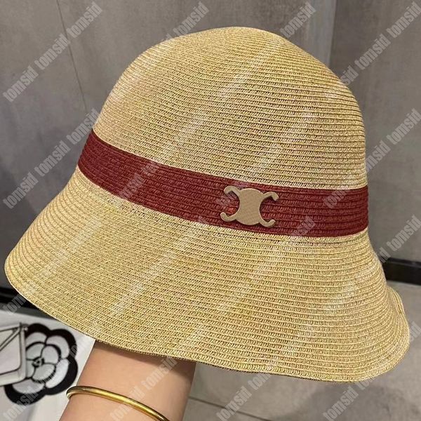 Sombreros de cubo de diseñador de vacaciones, sombreros de ala ancha de moda para mujer de hierba para hombre, protección solar, sombrero de cubo de paja de playa de lujo