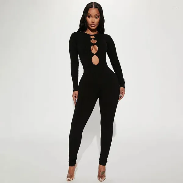 Vacations tenues pour femmes 2024 Robe d'été plage africain couleur solide solide à manches longues slim slim fit combinaison spandex grandes tailles