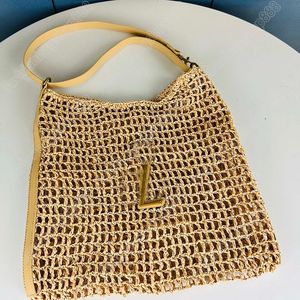 Style de vacances Oxalis Grass Woven Bag Designer Sac Sac à bandoulière pour un sac de plage d'été pratique Sac à lin lin tissé à grande capacité de loisirs