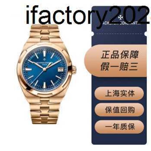 VacherinConstaninns Relógio Movimento Automático Zf Factory SuperClone Jiangshi Dandun Four Seas Series 4500V Rose Gold Blue Night Light Pointer Scale