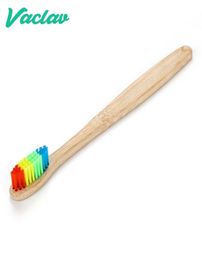 Vaclav 1pc arc-en-ciel bambootoothbrush bambootoothbrush fibre Brush dent coloré en bois brosse à dents en bois