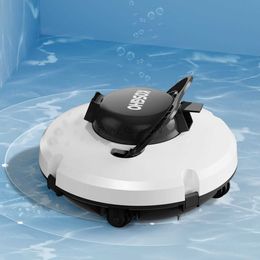 Stofzuigers Draadloze zwembadstofzuiger Robotachtige zwembadreiniger met dubbele motoren Zelf parkeren voor zwembadreinigingsapparatuur op vlakke grond YQ230925