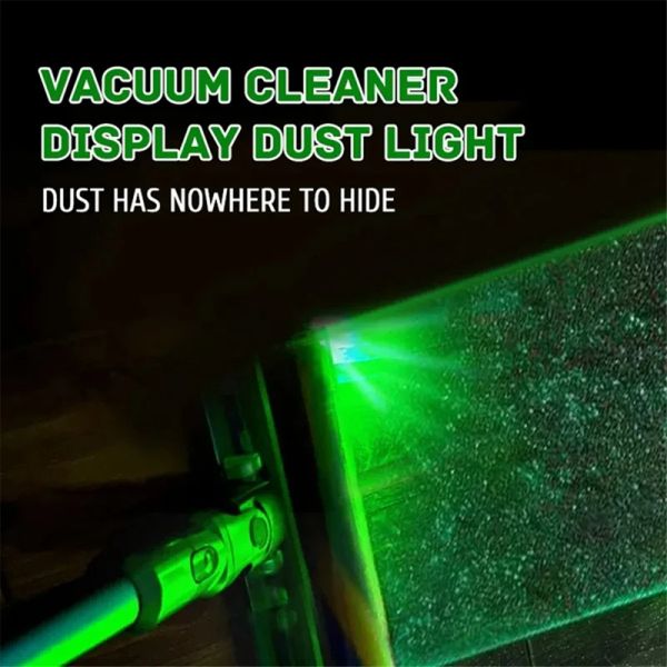 Detector de polvo de vacío Luz de luz accesorio de luz de vacío, luz LED verde para piezas de repuesto para la cabeza de aspiradora
