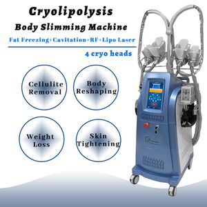 Corps de congélation des graisses sous vide Amincissant la machine Cryo Lipolyse Élimination de la cellulite 4 têtes Cryo Traitement non invasif Perte de poids Équipement multifonctionnel