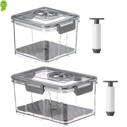 Conteneur de rangement d'aliments sous vide Organisateur de réfrigérateur transparent avec vidange de grande capacité de grande capacité pour la boîte de rangement de cuisine