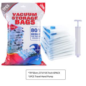 Vacuum for Clothes Storage Bag With Valve Transparent Border Folding Compressed Organizer Travel Space Saving Seal Packet 7pcs/lot