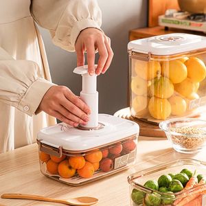 Vacuum sealed canister household fresh-keeping box refrigerator food storage containers drainable kitchen organizers fruit tank 240111
