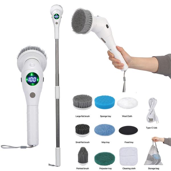 Aspirateurs 8 en 1 brosse de nettoyage électrique multifonctionnelle USB Rechargeable ménage cuisine salle de bain rotative 231123