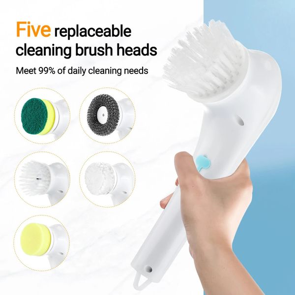 Aspirateurs électriques Spin Scrubber douche salle de bains cuisine brosse de nettoyage avec 5 têtes outils portables sans fil 231123