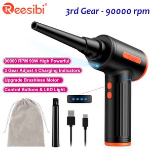 Aspirateurs Reesibi 90000 tr/min Air Duster électrique sans fil souffleur compressé canettes nettoyage pour clavier d'ordinateur voiture USB Brushless R5 230802