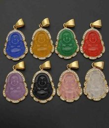 VAF HELE GROEN GOUD JADE BUDDHA MINI Small Pink Oranje Lavendel Collier Budda Bhudda Buddah Stone Pendant ketting3878696