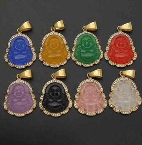 Vaf tout vert or Jade bouddha Mini petit rose Orange lavande Collier Budda Bhudda Buddah pierre pendentif Collier 6528205