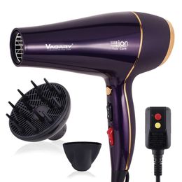 VAGARY Sèche-cheveux professionnel pour salon, moteur AC 2 200 W, cordon d'alimentation de 8,2 pieds, matériau en céramique, réglages de température 2 vitesses, diffuseur et concentrateur, portable