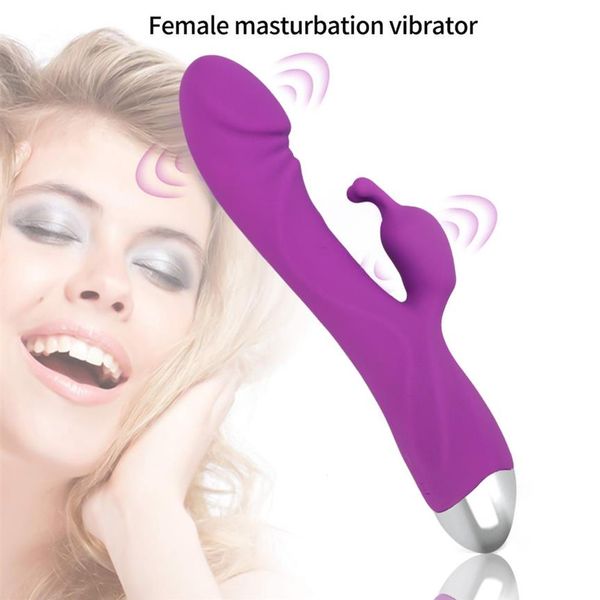 Vagin G-Spot Gode Lapin Double Vibromasseur pour Femmes Stimulation du Clitoris Vibrant Masturbateur Féminin Masseur Adulte 210618335j