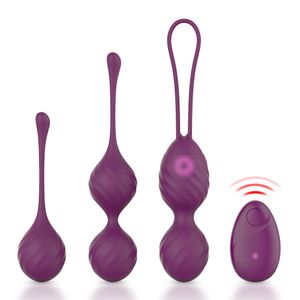 Ejercicio de ajuste vaginal bola de kegel 10 velocidad vibrante huevo silicona vibrador erótico salud sexy juguete