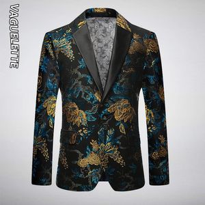 VAGUELETTE Geborduurd Bloemenpatroon Blazer Voor Mannen Sjaalkraag Stadiumkleding Voor Mannen Elegante Bruiloft Blazers Slim Fit 240312