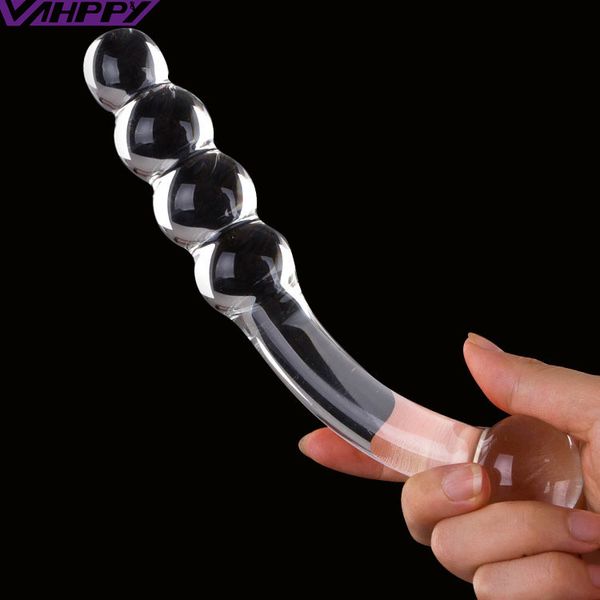 VaHppy Verre Granulaire Cristal Gode Pénis Plug Anal Jouets sexuels Produits pour adultes Femmes Appareil de masturbation Bâton de massage AP02038 Y18102305