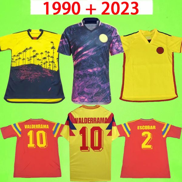 Valderrama Colombie 1990 Maillots de football rétro 2023 2024 Classique Commémorer Collection Antique Chemise de football vintage T Escobar Guerrero FALCAO JAMES CUADRADO