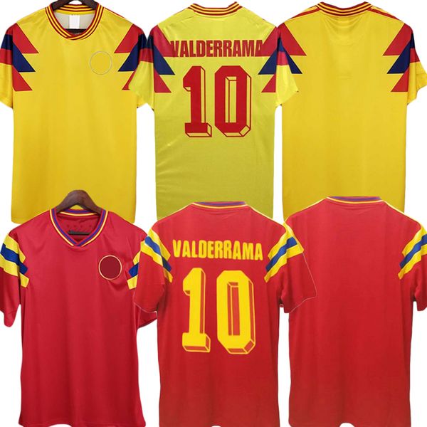 Valderrama1990 Maillots de football rétro Valderrama chemise à domicile jaune maillot rouge classique collection commémorative vintage 2023 maillots de football Escobar Guerrero