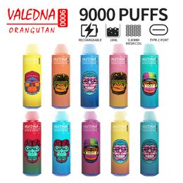 Valedna Vapes 9000 P Banana Ice Wegwerpdamppen Elektronische sigaretten 14 ml pod 6 gloeiende kleuren Luchtinstelbare 5% damppod Oliekernscheiding 9K 055001