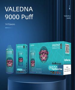 Valedna Vapes 9000 P Banana Ice Pluma de vapor desechable Cigarrillos electrónicos 14 ml Pod 6 colores brillantes Pod de vapor al 5% ajustable en aire Separación del núcleo de aceite 9K 055009