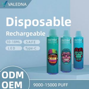 Valedna Vapes 9000 P Banana Ice Pluma de vapor desechable Cigarrillos electrónicos 14 ml Pod 6 colores brillantes Pod de vapor al 5% ajustable en aire Separación del núcleo de aceite 9K 055012