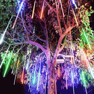 Guirlande lumineuse LED imperméable pour l'extérieur, 8 tubes de 20/30/50cm, pluie de météores, décoration de jardin, pour arbre de noël, saint-valentin