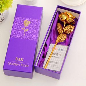 Cadeaux de saint-valentin en feuille d'or 24k, fleur de Rose fabriquée à la main, trempée à longue tige, cadeau de mariage pour amoureux, LZ0046