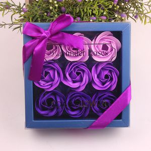 Saint Valentin Rose Cadeau 9 Pcs Savon Fleur Rose Boîte De Mariage Fête Des Mères Anniversaire Jour Savon Artificiel Rose Fleur GGE3829