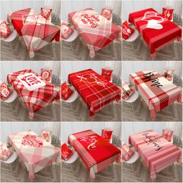 Valentijnsdag tafelkleed rechthoek decoratieve plaid liefde patroon waterdicht wasbaar en herbruikbare tafelkleed