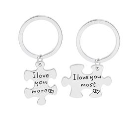 Cadeau Saint Valentin nouveauté porte-clés en alliage de Zinc je t'aime le plus Couple personnaliser porte-clés amoureux porte-clés M3312