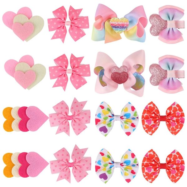 Día de San Valentín Bows Bows Central de cabello Pinco Pink Love Heart Festival Accesorios para aderezos Boutique Kids Princess Barrettes Z6260