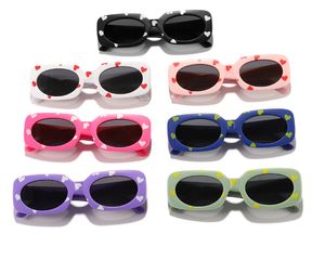 Valentin pour enfants Lunettes de soleil Les filles garçons adorent le cœur imprimé Cadre de protection solaire Glasse