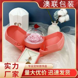 Día de San Valentín Regalo de confesión creativa Pintura de plástico Eternal Flower Regalo Regalo Doble alas abiertas Love Box Rose Surprise Ann Cabillo