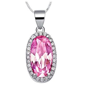 Luckyshine – bijoux de fête ovales Vintage en topaze rose, pierres précieuses en argent pour femmes, Zircon élégant, collier de mariage, pendentifs, nouveau, livraison gratuite