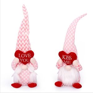 Saint Valentin Gnomes Peluches Peluches Poupées Aimez-moi Embrasser Me Rouge Heart Valentine Décoration Jouets Cadeaux