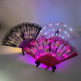 La Saint-Valentin LED LED LACE LACE FLORAL FANS LUMING LUMING BLOWING ROSE Hand Fan Party Party Gift Birthday Gift
