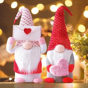 Valentijnsdag Love Heart Envelop Faceless Doll Gnome Pluche Pop Holiday Figurines Kid Speelgoed Decorations Lover Gift Home Party