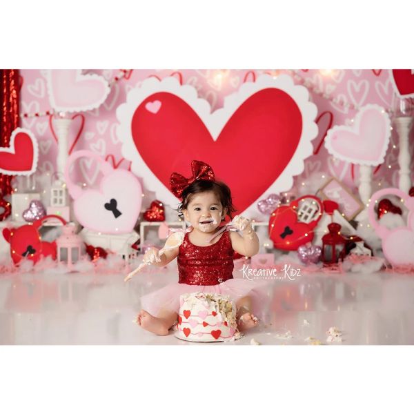 Photographie de la Saint-Valentin Clace de fond de la Saint-Valentin Rouge Love Heart mariage Baby Birthday Party Decor Cortels for Photo Studio accessoires