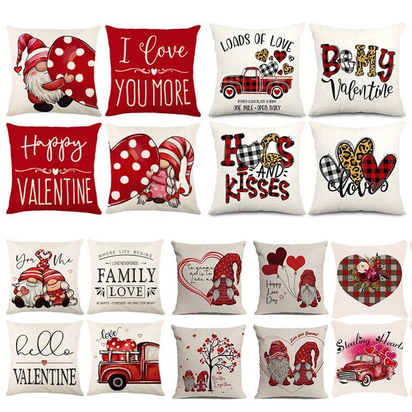 Taie d'oreiller imprimée saint-valentin, housse de coussin, décoration de la maison, taie d'oreiller de canapé, T9I002211