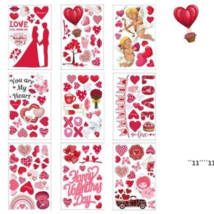 Valentijnsdag raam klampt decoraties 9 vellen / set stickers voor thuiskantoor koelkast Home Decor RRF12148