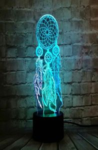 Valentine Wind Chimes Table Lamp Switch Catcher de rêve 3D Touch Night Light Bedroom Party Bureau décor lampe Filles de Noël C10071792777