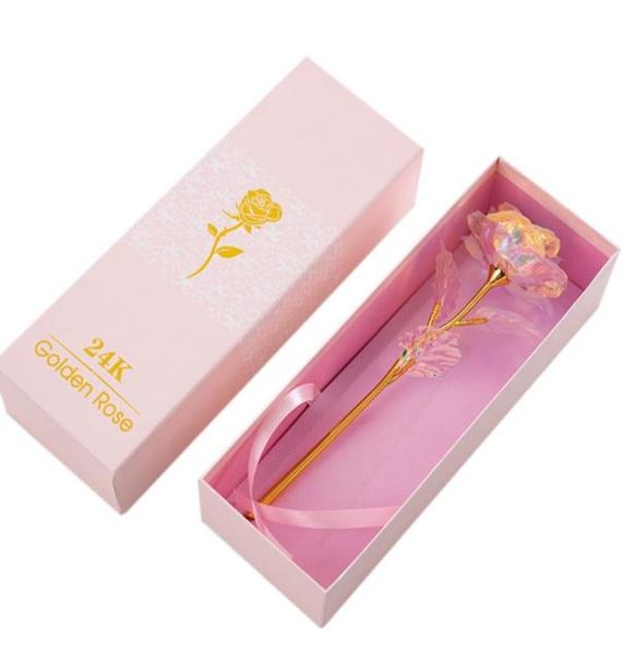 Valentine039 Gift Romantic 24k Foil plaqué Golden Rose Flower Vibration Light for Mother Girl Friend Decor5772026
