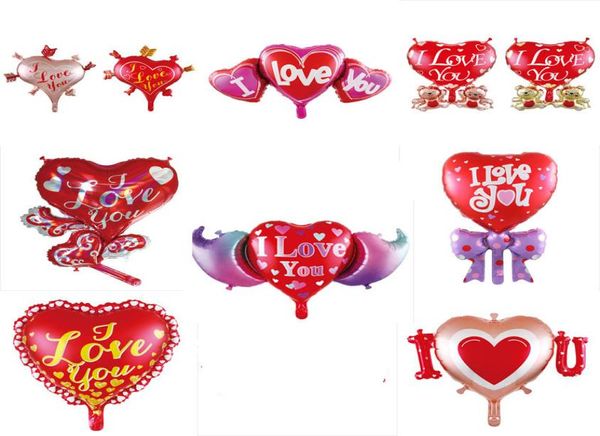 Valentine039s Día I Love You Heart Balloon Globos de láminas en forma de corazón Decoración de bodas Bobos de dibujos animados Decoración de la fiesta T1968276
