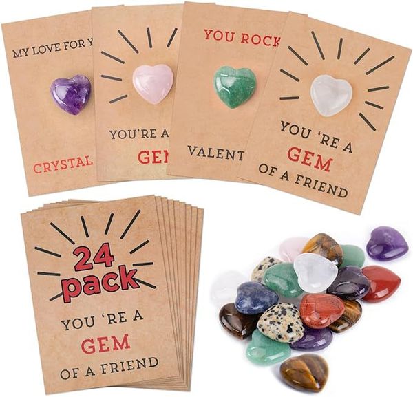 Paquet de 24 cartes de cristaux de Saint-Valentin, cartes d'échange de cadeaux pour la Saint-Valentin, cadeaux amusants pour enfants, garçons, filles, tout-petits, salle de classe, école, fête