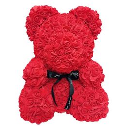 Valentinstagsgeschenk, 25 cm, rote Rose, Teddybär, Rosenblume, künstliche Dekoration, Weihnachtsgeschenke, Frauen, Valentinstagsgeschenk298k