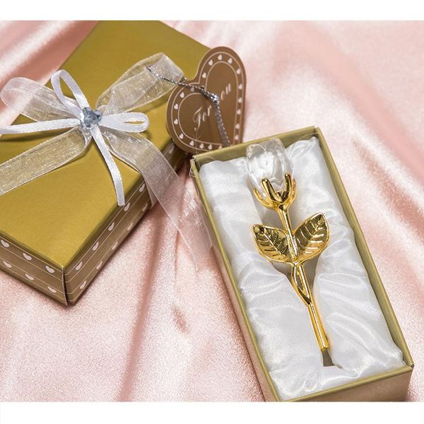 Saint Valentin cadeau cristal métal Rose fleur artificielle argent or tige Rose fleur pour petite amie cadeaux de mariage RRC572