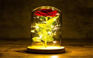 Cadeau de Saint-Valentin pour petite amie Rose éternelle LED Fleur en aluminium dans un couvercle en verre Fête des mères Faveurs de mariage Cadeau de demoiselle d'honneur 2437619